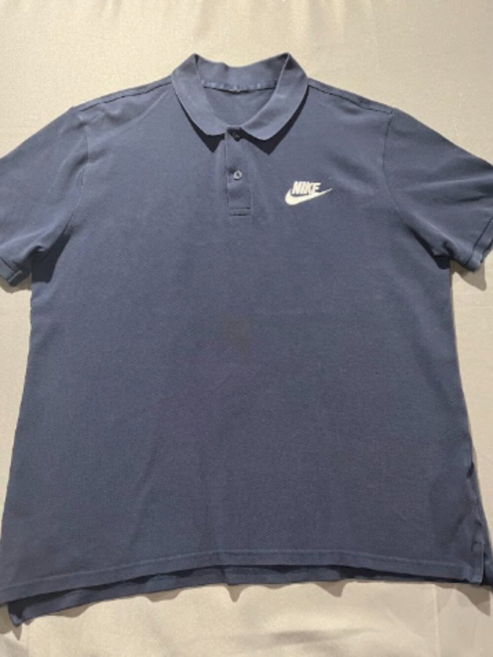 Nike Men's Polo Shirt Large Navy Blue Short Sleeve Embroidered Swoosh Logo -0101